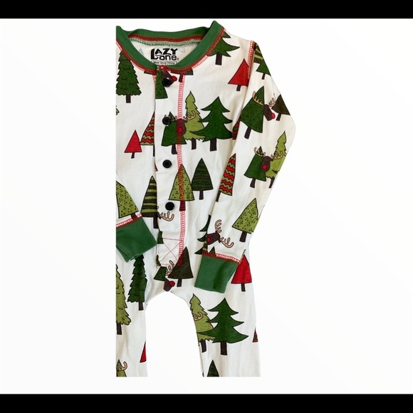 LAZY ONE Flap Jack No Peeking Reindeer Long Sleeve Onesie Ivory/Green Girls 2T - Picture 5 of 12